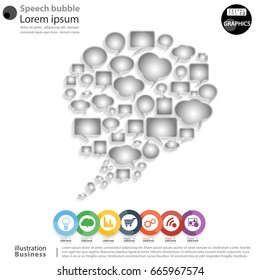 Speech bubble -  modern Idea and Concept Vector illustration Business Infographic template with Circles, icons.