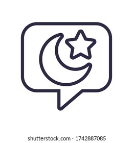 burbuja de voz con diseño de ilustración vectorial con estilo de línea estrella y noche lunar