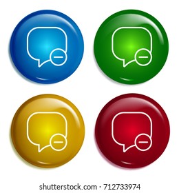 Speech bubble multi color gradient glossy badge icon set. Realistic shiny badge icon or logo mockup