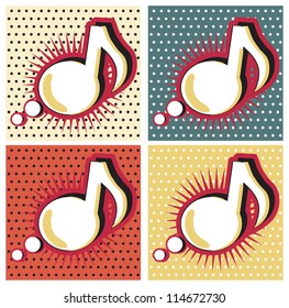 Speech Bubble Music Note in Pop-Art Style