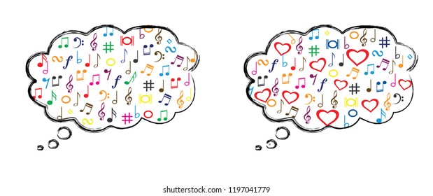 speech bubble musical symbol music note background banner icon Collection of music notes symbols vector love shhh funny fun music seamless pattern sound backdrop Karaoke sign colour color stave