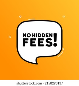 Speech Bubble With No Hidden Fees Text. Boom Retro Comic Style. Pop Art Style. Vector Line Icon For Business And Advertising.