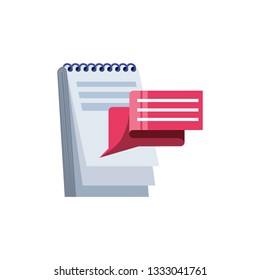 speech bubble with notepad isolated icon