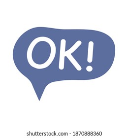 burbuja de voz con diseño de ilustración de vector de palabra ok