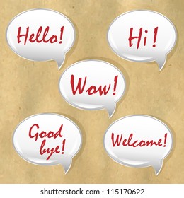 Speech Bubble With Old Paper, Isolated On Old Paper Background, Vector Illustration