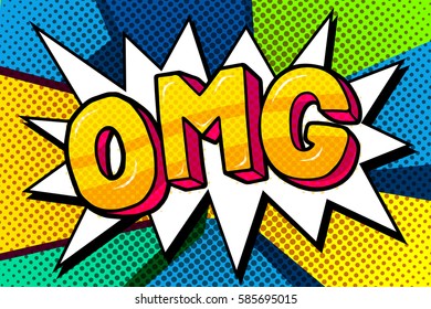 Speech bubble OMG Message in pop art style, promotional background, presentation poster. Flat design, vector illustration.