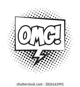 speech bubble with omg word pop art line style vector illustration design