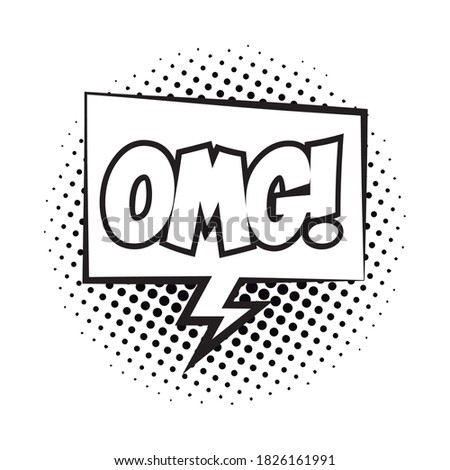 speech bubble with omg word pop art line style vector illustration design