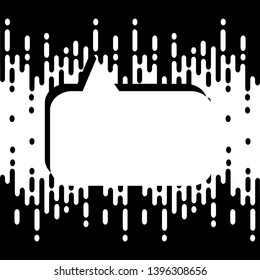 Speech bubble on abstract black and white background with halftone transition. Communication bubble on rounded lines pattern. Vector graphic Illustration.