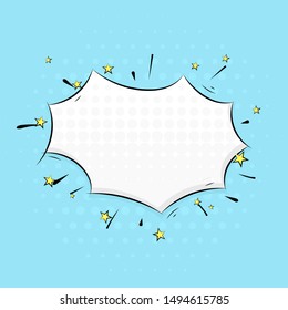 Speech bubble on blue background. Pop art comic style. Vector illustration