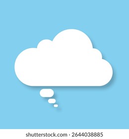 A speech bubble on a blue background. A chat window for comments, a message. A white cloud. Vector EPS 10.