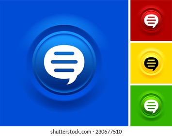 Speech Bubble on Blue Bevel Round Button
