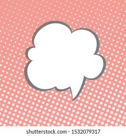 Speech Bubble on Coral Background with Dots , Pop Art Halftone Background, Conversation in Retro Style, Vector Illustration