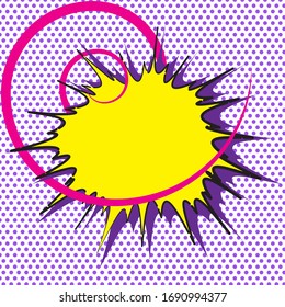 Speech bubble on dotted background. For comic book and manga. Text banner. Vector bright dynamic cartoon illustration. Comics pop-art style template for your design