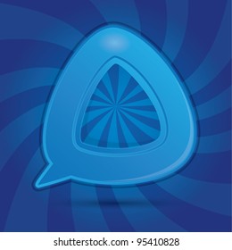 Speech bubble on dynamic blue background, vector illustration