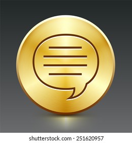 Speech Bubble on Gold Round Buttons
