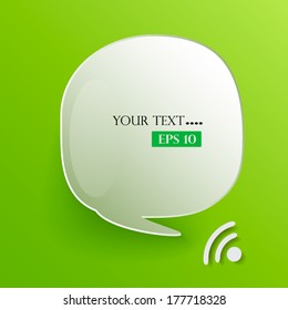 Speech bubble on green background and Wi-Fi symbol.