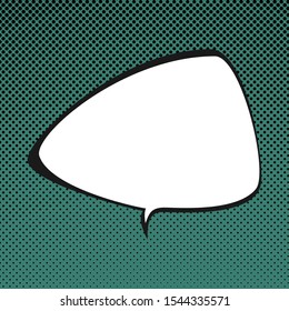 Speech Bubble on Green Pop Art Background with Black Dots , Conversation on Halftone Retro Style Background, Vector Illustration