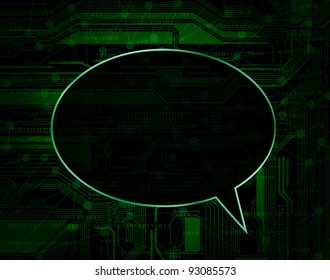 speech bubble on modern technology background. eps10 vector