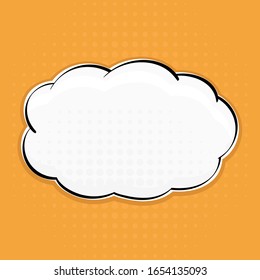 Speech bubble on orange background. Pop art style. Vector illustration