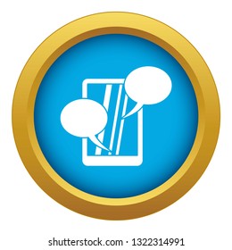 Speech bubble on phone icon blue vector isolated on white background for any design