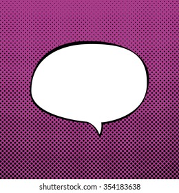Speech Bubble on Pink Pop Art Background  with Black Dots , Speech Bubble on Halftone Background, Retro Style, Vector Illustration