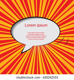 Speech Bubble on red burst background. Vector illustration.