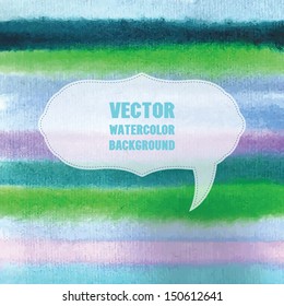 Speech bubble on striped watercolor background