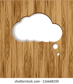 Speech bubble on a wooden background