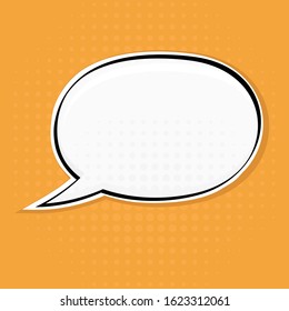 Speech bubble on yellow background. Pop art style. Vector illustration