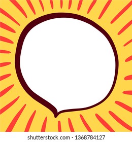 Speech bubble on yellow and red font hand drawn illustration cartoon style