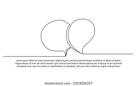 Speech bubble one continuous line design. Decorative elements drawn on a white background.