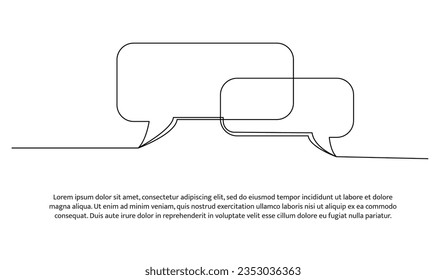 Speech bubble one continuous line design. Decorative elements drawn on a white background.