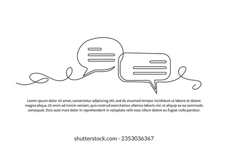 Speech bubble one continuous line design. Decorative elements drawn on a white background.