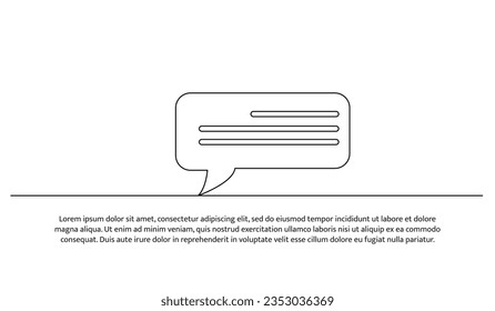 Speech bubble one continuous line design. Decorative elements drawn on a white background.