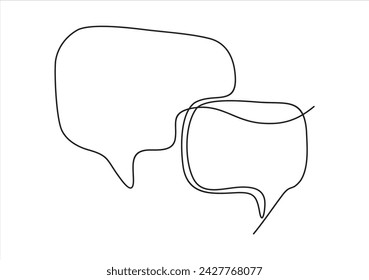 Speech bubble in One line drawing. Dialogue Chat cloud in simple linear style. Editable stroke. Doodle Vector illustration	
