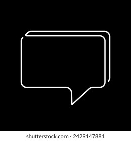 Burbuja de voz dibujo de una línea, Línea blanca gruesa curvada en forma de burbuja de voz para texto sobre fondo negro, ilustración de plantilla de vector