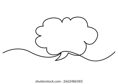 Sprechblase in Einzeiliger Zeichnung. Dialog Chat Cloud im einfachen linearen Stil. Bearbeitbarer Strich. Doodle Vektorgrafik

