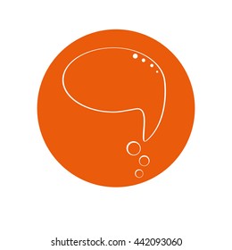 Speech bubble in orange button  in thin line style