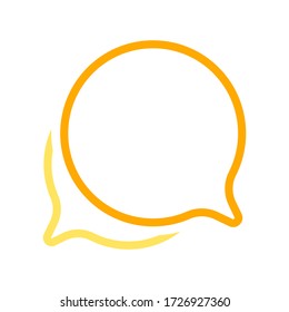 speech bubble orange circle isolated on white, bubble chat sign for icon speak or talk, balloon speech for message copy space text, dialog box chat symbol, speech bubble icon for conversation concept