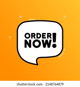 Speech bubble with order now text. Boom retro comic style. Pop art style. Vector line icon for Business and Advertising.