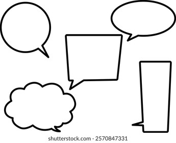 Speech bubble. Outline. Black and white. Vector illustration.	