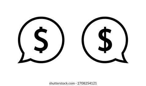 Speech bubble outline with dollar icon. Money message and financial communication symbol