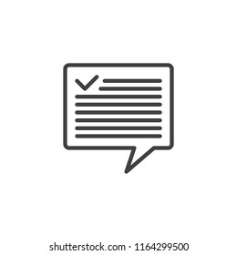 Speech bubble outline icon. linear style sign for mobile concept and web design. message simple line vector icon. Symbol, logo illustration. Pixel perfect vector graphics