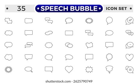 Speech bubble outline icon set. Talk, people, man, user, dialog, chat, cloud etc. Containing discussion, speech bubble, talking, consultation, conversation and more. 

