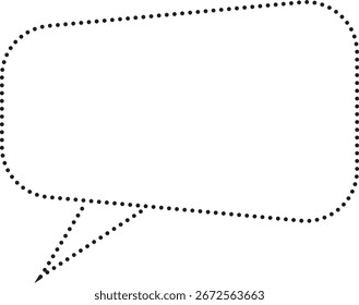 Esquema de la burbuja del discurso hecho con diseño de línea punteada en estilo mínimo. Ilustración de marco de chat en blanco para diálogo, conversación y concepto de mensaje. Arte de fondo de elemento gráfico de comunicación moderno.