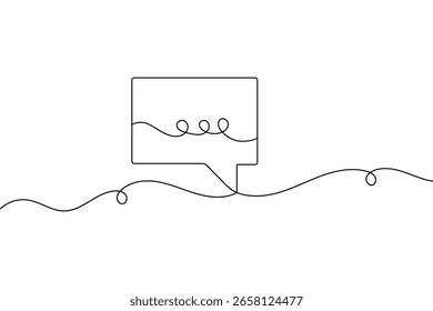 Dibujo aislado minimalista del Vector del arte de una línea del contorno de la burbuja del discurso para el diseño moderno