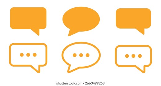  Conjunto de Contornos de Bolhas de Fala, Ícones de Mensagens Contorneados - Vetores de Bolhas de Chat Simples.Ícones de Bolhas de Conversa