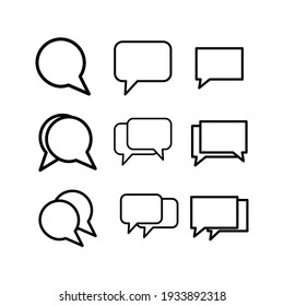 Speech bubble outline vector icon. Social media messages, comic bubbles and chats. Think stickers, speech comments, and speech bubble icons. Linear set.