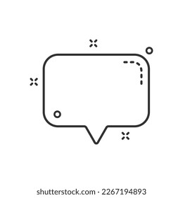 speech bubble outline vector illustration with memphis elements. speech bubble line icon for web, ui and social media design isolated on white background